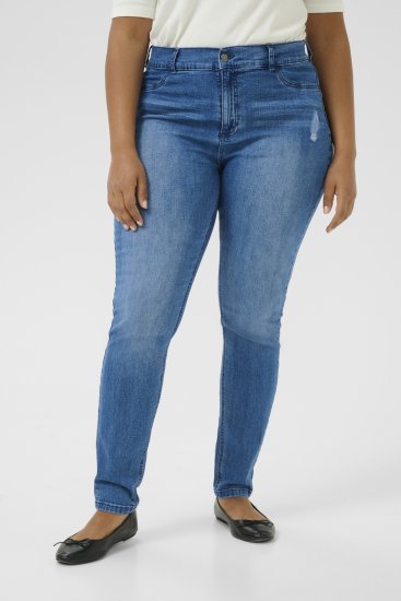 Kaffe Curve Laurina Jeans Vasket Blå Denim - Jeans & Bukser i Store Størrelser – Plus Size - 