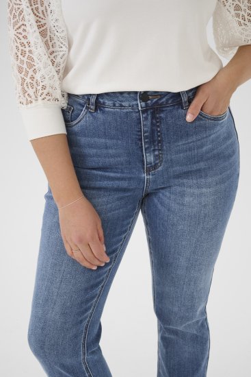 Kaffe Curve Dina Rette jeans i normal lengde Blå - Jeans & Bukser i Store Størrelser – Plus Size - 