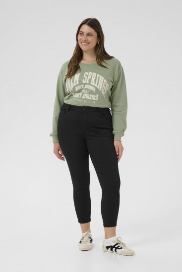 Kaffe Curve Dina Slim jeans med cropped lengde Svart - Jeans & Bukser i Store Størrelser – Plus Size - 