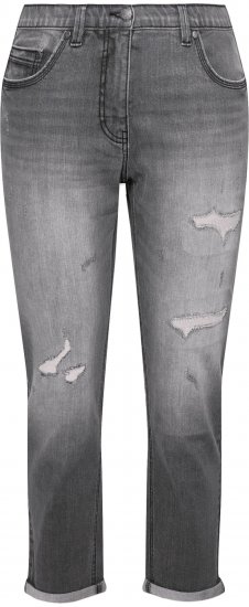 Ulla Popken Distressed Stretch Fit Boyfriend Jeans Dark Denim Blue - Jeans & Bukser i Store Størrelser – Plus Size - Jeans og bukser, EU 42-70