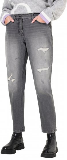 Ulla Popken Distressed Stretch Fit Boyfriend Jeans Dark Denim Blue - Jeans & Bukser i Store Størrelser – Plus Size - Jeans og bukser, EU 42-70