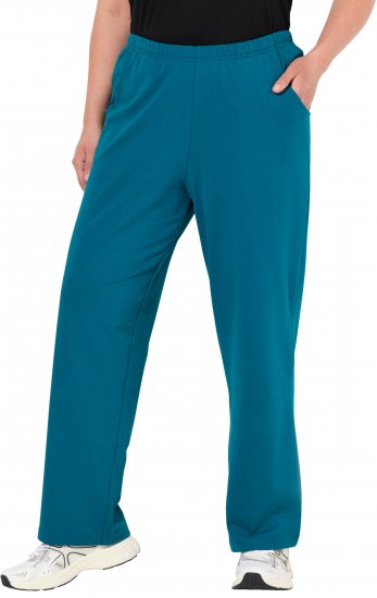 Ulla Popken Pull On Knit Straight Leg Pocket Pants Dark Petrol - DAMEKLÆR 40-66 - 