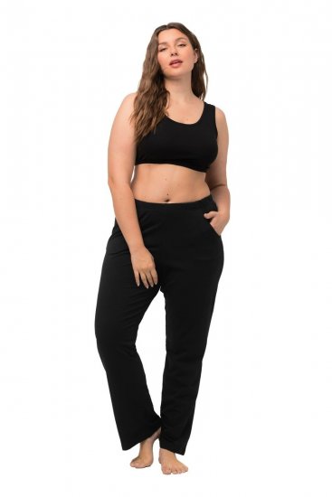 Ulla Popken Bootcut Elastic Waist Cotton French Terry Sport Pants Black - Ulla Popken - Ulla Popken Plus-Size Klær
