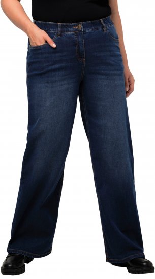 Ulla Popken Mary Fit Wide Leg Stretch Jeans Blue Denim - Jeans & Bukser i Store Størrelser – Plus Size - 