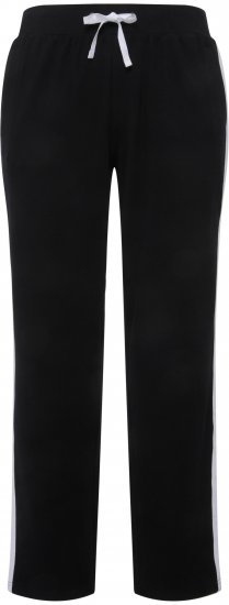 Ulla Popken Side Stripe Adjustable Drawstring Waist Joggers Black - Jeans & Bukser i Store Størrelser – Plus Size - 