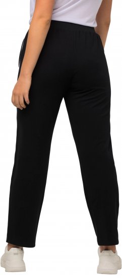 Ulla Popken Side Stripe Adjustable Drawstring Waist Joggers Black - Jeans & Bukser i Store Størrelser – Plus Size - 