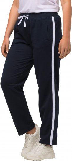 Ulla Popken Side Stripe Adjustable Drawstring Waist Joggers Navy - Jeans & Bukser i Store Størrelser – Plus Size - 