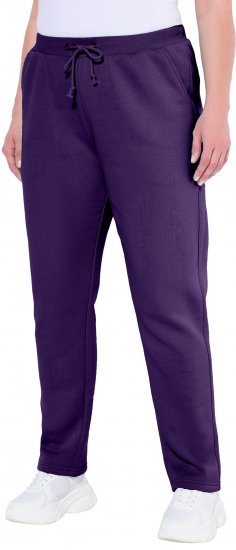 Ulla Popken Basic Drawstring Elastic Waist Cotton Blend Joggers Deep Violet - Jeans & Bukser i Store Størrelser – Plus Size - Jeans og bukser, EU 42-70