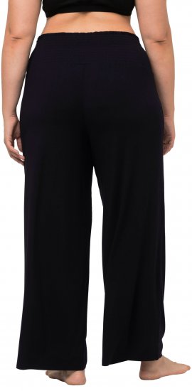 Ulla Popken Wide Leg Smocked Waist Knit Pants Black - Jeans & Bukser i Store Størrelser – Plus Size - Jeans og bukser, EU 42-70