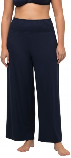 Ulla Popken Wide Leg Smocked Waist Knit Pants Night Blue - Jeans & Bukser i Store Størrelser – Plus Size - Jeans og bukser, EU 42-70