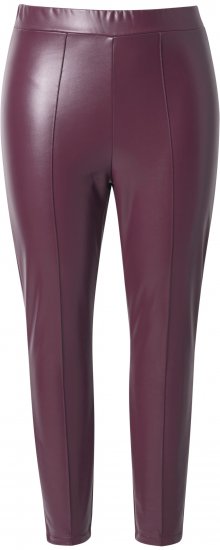 Ulla Popken Metallic Faux Leather Leggings Plum - Jeans & Bukser i Store Størrelser – Plus Size - 