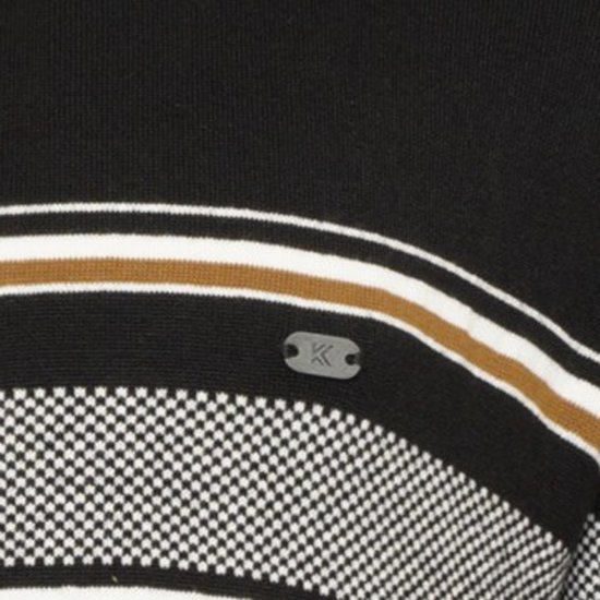 Kam Jeans 93 Stripe 1/4 Zipper Knitted Sweater Black - Gensere og hettegensere - Store hettegensere - 2XL-14XL