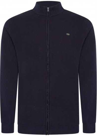 Kam Jeans 95 Zip Through Knitted Sweater Navy - Gensere og hettegensere - Store hettegensere - 2XL-14XL