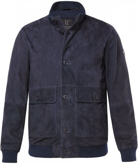 JP1880 Soft Goatskin Suede Leather Jacket Navy - Skinnjakker - Skinnjakker i store størrelser