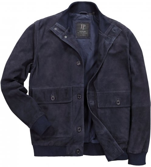 JP1880 Soft Goatskin Suede Leather Jacket Navy - Skinnjakker - Skinnjakker i store størrelser