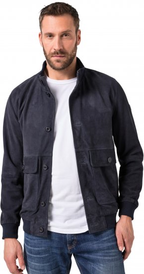 JP1880 Soft Goatskin Suede Leather Jacket Navy - Skinnjakker - Skinnjakker i store størrelser