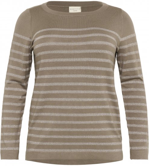Kaffe Curve Linia Boatneck Pullover Morel Melange with Silver Lurex - Strikkegensere - 