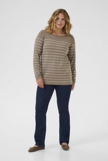 Kaffe Curve Linia Boatneck Pullover Morel Melange with Silver Lurex - Strikkegensere - 