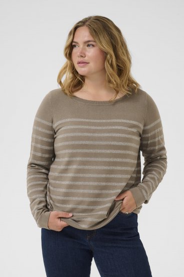 Kaffe Curve Linia Boatneck Pullover Morel Melange with Silver Lurex - Strikkegensere - 