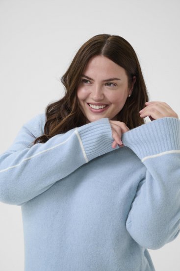 Kaffe Curve Jina Knit Pullover Powder Blue Melange - Strikkegensere - 