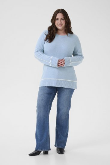 Kaffe Curve Jina Knit Pullover Powder Blue Melange - Strikkegensere - 
