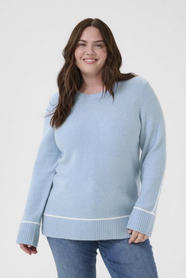 Kaffe Curve Jina Knit Pullover Powder Blue Melange - Strikkegensere - 