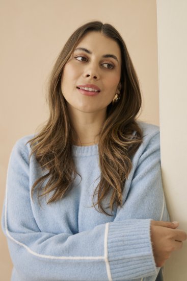 Kaffe Curve Jina Knit Pullover Powder Blue Melange - Strikkegensere - 