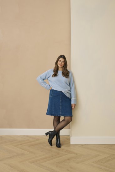 Kaffe Curve Jina Knit Pullover Powder Blue Melange - Strikkegensere - 
