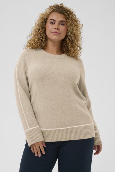 Kaffe Curve Jina Knit Pullover Feather Grey Melange - Strikkegensere - 