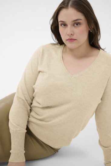 Kaffe Curve Lizzy Long Sleeve Pullover Feather Grey Melange - Strikkegensere - 