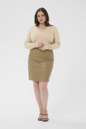 Kaffe Curve Lizzy Long Sleeve Pullover Feather Grey Melange - Strikkegensere - 