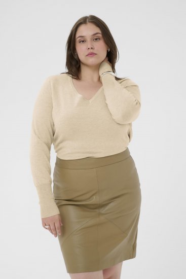 Kaffe Curve Lizzy Long Sleeve Pullover Feather Grey Melange - Strikkegensere - 