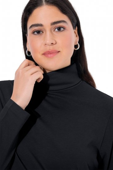 Ulla Popken Basic Long Sleeve Slim Fit Turtleneck Black - Hettegensere og collegegensere - Myke gensere, hettegensere og strikk