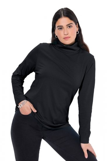 Ulla Popken Basic Long Sleeve Slim Fit Turtleneck Black - Hettegensere og collegegensere - Myke gensere, hettegensere og strikk