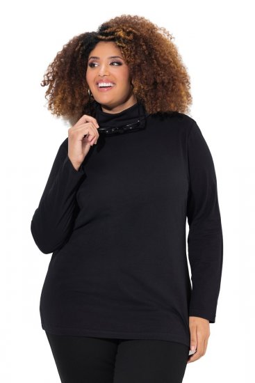 Ulla Popken Basic Long Sleeve Slim Fit Turtleneck Black - Hettegensere og collegegensere - Myke gensere, hettegensere og strikk