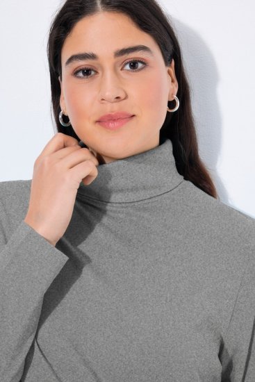 Ulla Popken Basic Long Sleeve Slim Fit Turtleneck Light Grey Melange - Hettegensere og collegegensere - Myke gensere, hettegensere og strikk