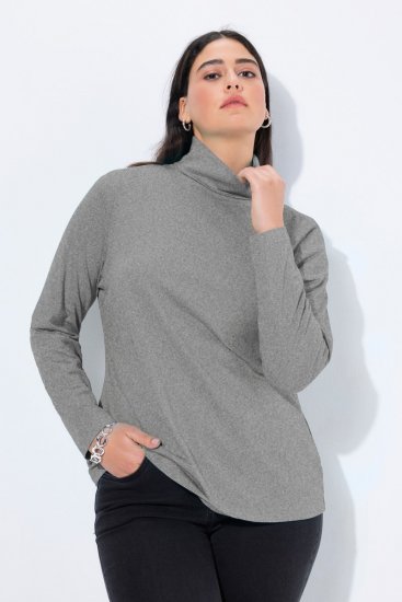 Ulla Popken Basic Long Sleeve Slim Fit Turtleneck Light Grey Melange - Hettegensere og collegegensere - Myke gensere, hettegensere og strikk