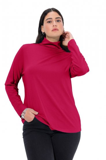Ulla Popken Basic Long Sleeve Slim Fit Turtleneck Red - Hettegensere og collegegensere - Myke gensere, hettegensere og strikk