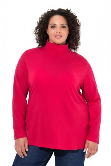 Ulla Popken Basic Long Sleeve Slim Fit Turtleneck Red - Hettegensere og collegegensere - Myke gensere, hettegensere og strikk