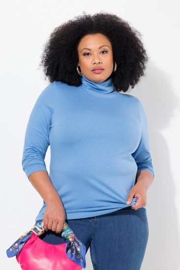 Ulla Popken Basic Long Sleeve Slim Fit Turtleneck Light Cornflower - Hettegensere og collegegensere - Myke gensere, hettegensere og strikk