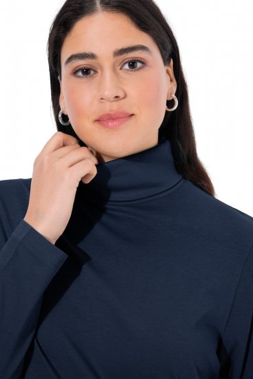Ulla Popken Basic Long Sleeve Slim Fit Turtleneck Navy Blue - Hettegensere og collegegensere - Myke gensere, hettegensere og strikk