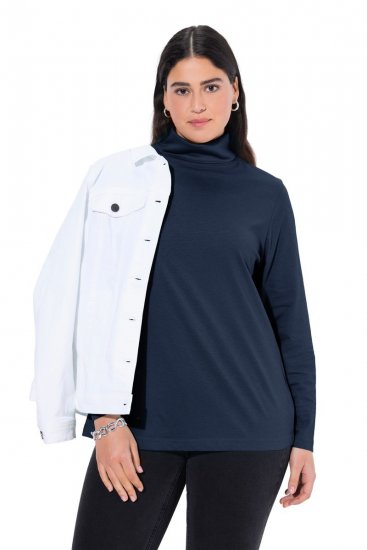 Ulla Popken Basic Long Sleeve Slim Fit Turtleneck Navy Blue - Hettegensere og collegegensere - Myke gensere, hettegensere og strikk