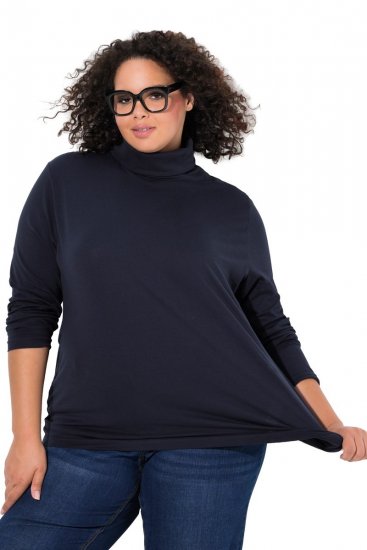 Ulla Popken Basic Long Sleeve Slim Fit Turtleneck Navy Blue - Hettegensere og collegegensere - Myke gensere, hettegensere og strikk