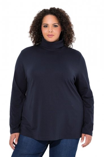 Ulla Popken Basic Long Sleeve Slim Fit Turtleneck Navy Blue - Hettegensere og collegegensere - Myke gensere, hettegensere og strikk