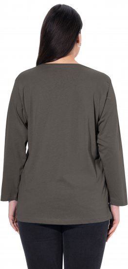 Ulla Popken Back To Basics V-Neck Relaxed Fit Cotton Tee Graphite Grey - T-skjorter - 