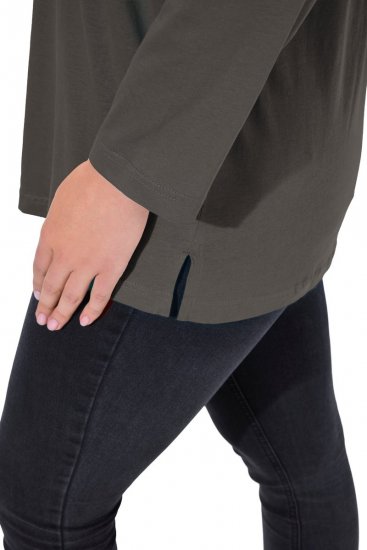 Ulla Popken Back To Basics V-Neck Relaxed Fit Cotton Tee Graphite Grey - T-skjorter - T-skjorter for damer