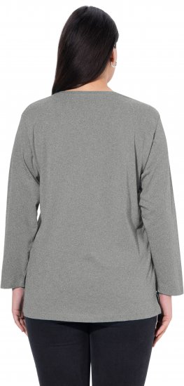 Ulla Popken Back To Basics V-Neck Relaxed Fit Cotton Tee Light Grey Melange - T-skjorter - 