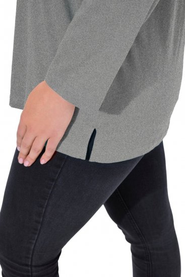 Ulla Popken Back To Basics V-Neck Relaxed Fit Cotton Tee Light Grey Melange - T-skjorter - T-skjorter for damer