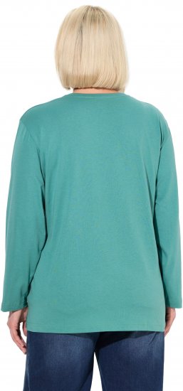 Ulla Popken Back To Basics V-Neck Relaxed Fit Cotton Tee Green - T-skjorter - 