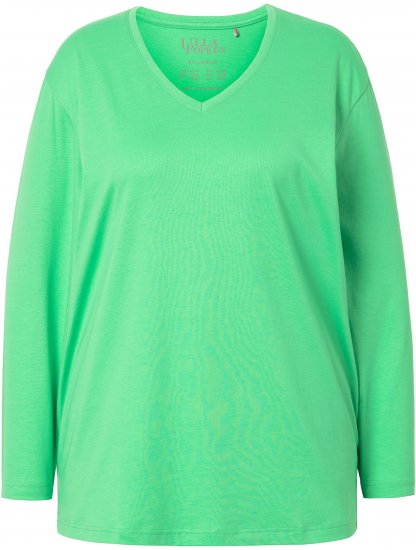 Ulla Popken Back To Basics V-Neck Relaxed Fit Cotton Tee Mint Green - T-skjorter - 